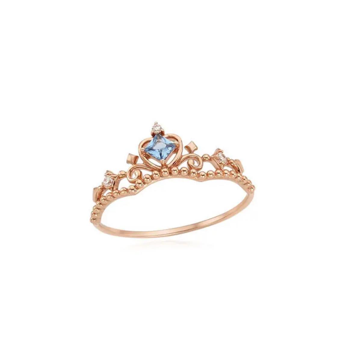 Disney Cinderella Inspired Tiara Diamond Ring London Blue Topaz 1/8 CTTW |  Enchanted Disney Fine Jewelry